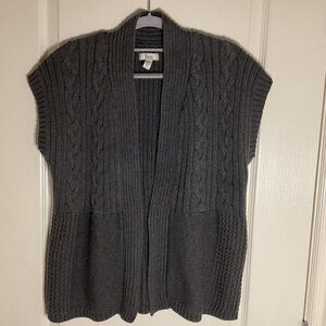 Bass & Co Women's Sleeveless Open Front Cable Knit Sweater Vest Size M Dark Gray